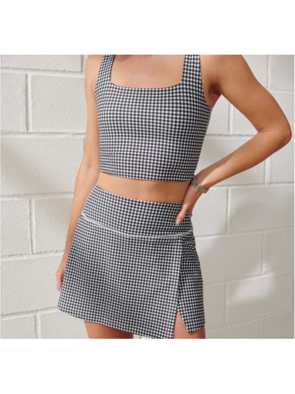 Abercrombie & Fitch YPB SculptLUX Gingham Athletic Skort sz M